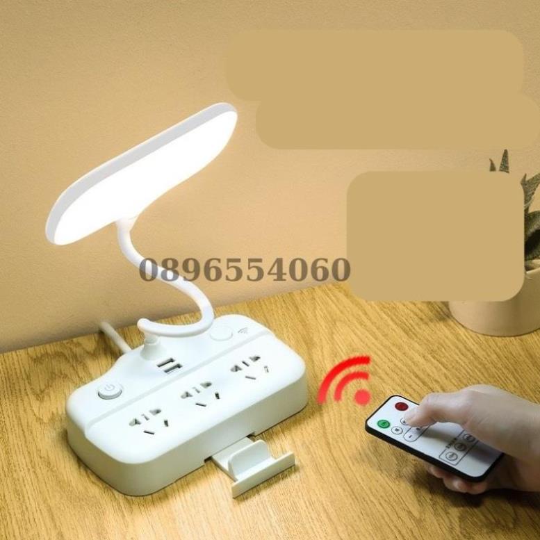 Đèn học Để Bàn 3 Cấp Độ kèm ổ điện tích hợp 3 cổng usb sạc điện thoại laptop máy tính bảng [GIA DỤNG THÔNG MINH]
