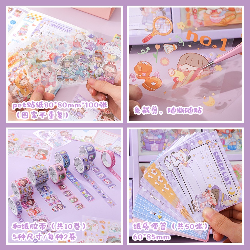 Bộ Sticker Dán Trang Trí Sổ Tay Hình Cô Gái Xinh Xắn