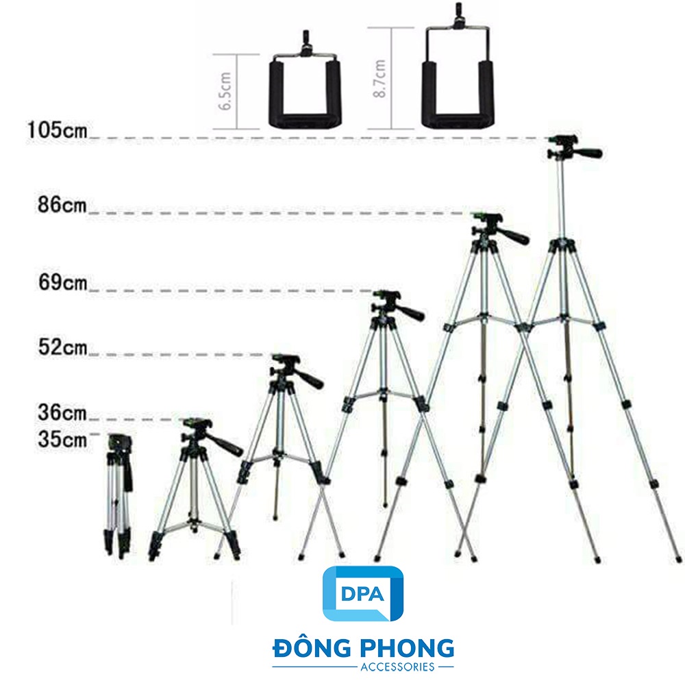 Combo Gậy Tripod Điện Thoại, Máy Ảnh TF 3110 Tặng Kẹp &amp; Remote