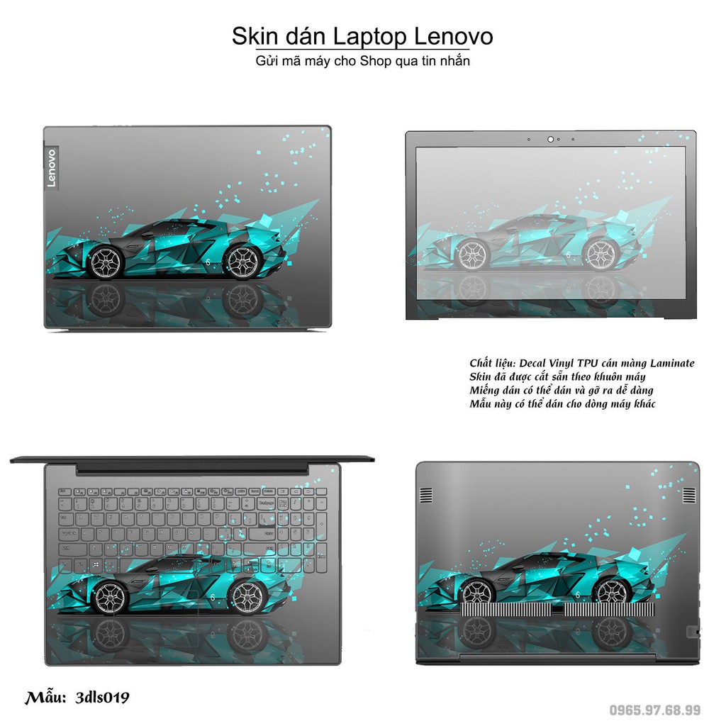 Skin dán Laptop Lenovo in hình 3D Image (inbox mã máy cho Shop)