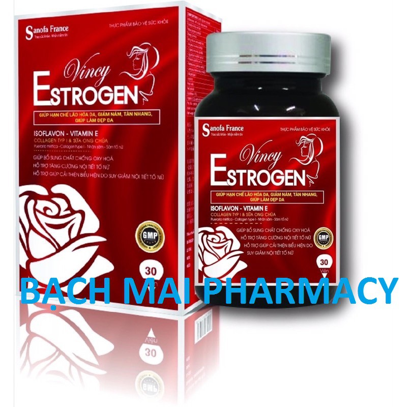 (CHÍNH HÃNG) Viên uống Vincy ESTROGEN, giúp hạn chế lão hóa da, giảm thâm, nám, tàn nhang và tăng cường nội tiết tố nữ