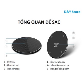 Đế sạc nhanh không dây 15W cho các thiết bị cao cấp ip ss oppo xiaomi