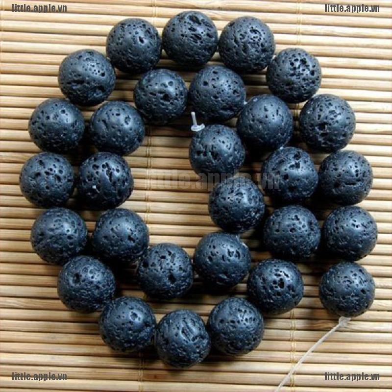 Nhẫn Chuỗi Hạt Đá Nham Thạch Đen Tự Nhiên 15 Màu