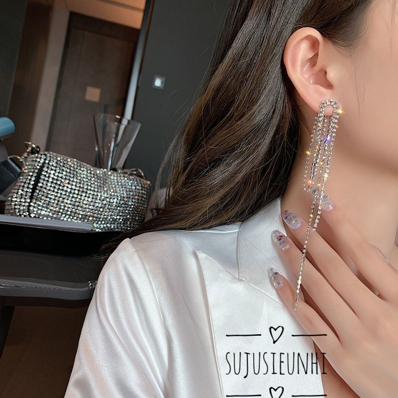 Khuyên tai đá dây dài mẫu mới sang chảnh