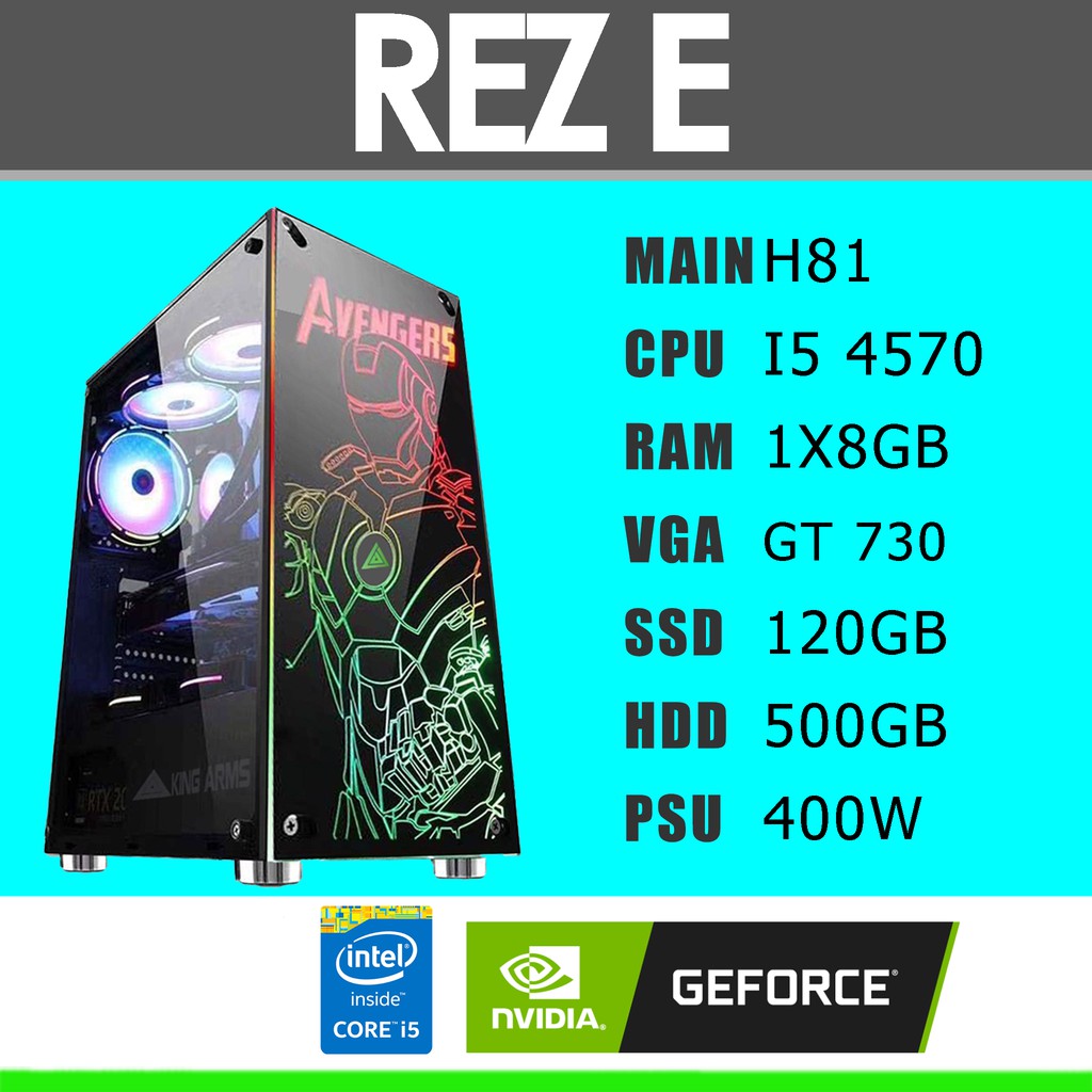 Pc gaming trọn bộ cấu hình I5 4570/H81/RAM 8GB/SSD 128GB/HDD 500GB/VGA GT 730/400W/Màn hình SamSung 24inch cong | BigBuy360 - bigbuy360.vn