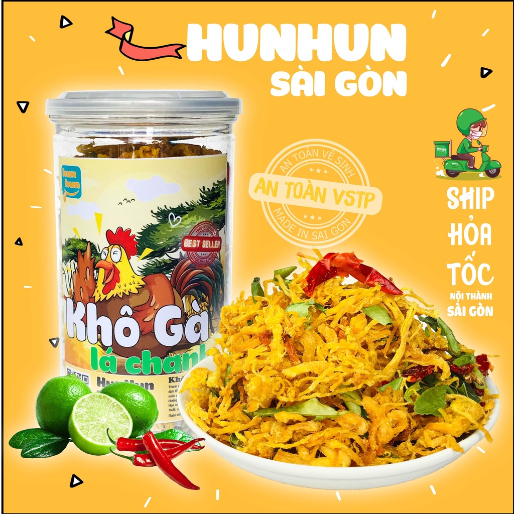 Khô gà lá chanh HunHun 250g đồ ăn vặt Sài Gòn Ngon Rẻ | BigBuy360 - bigbuy360.vn