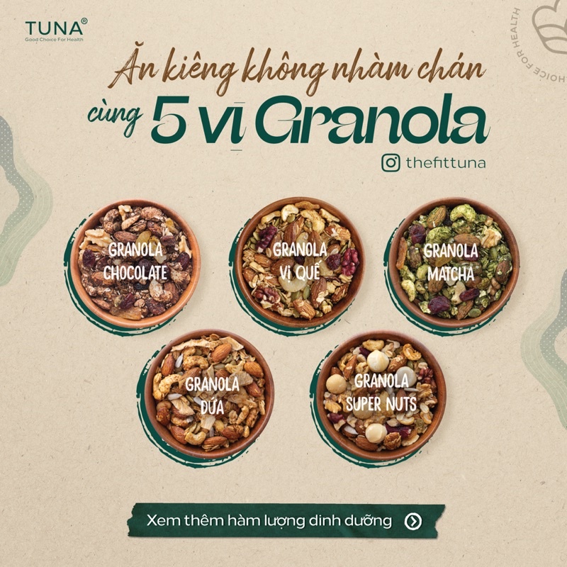 Granola Ngũ cốc Ăn Kiêng Không Đường Vị Truyền thống 250g