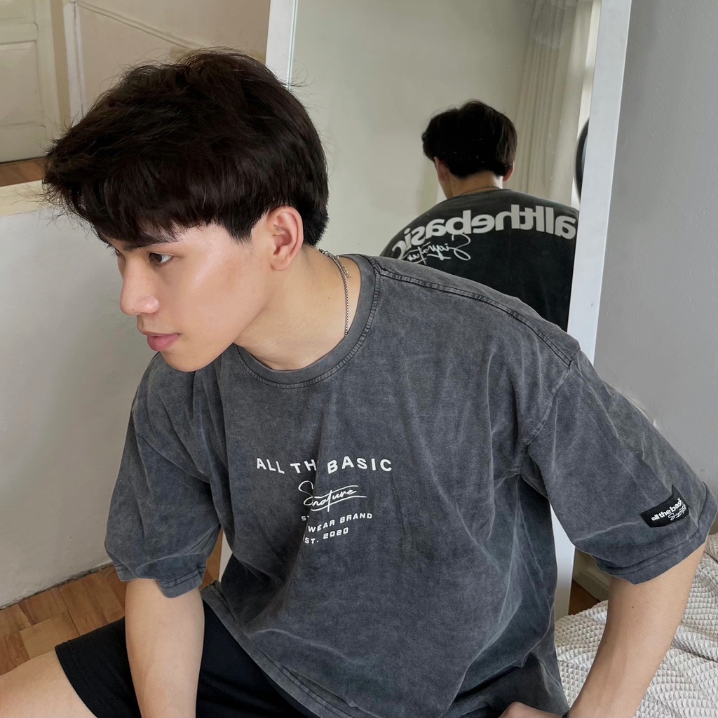 Áo thun all the bas.ic, vải cotton xịn, unisex, đen và wash