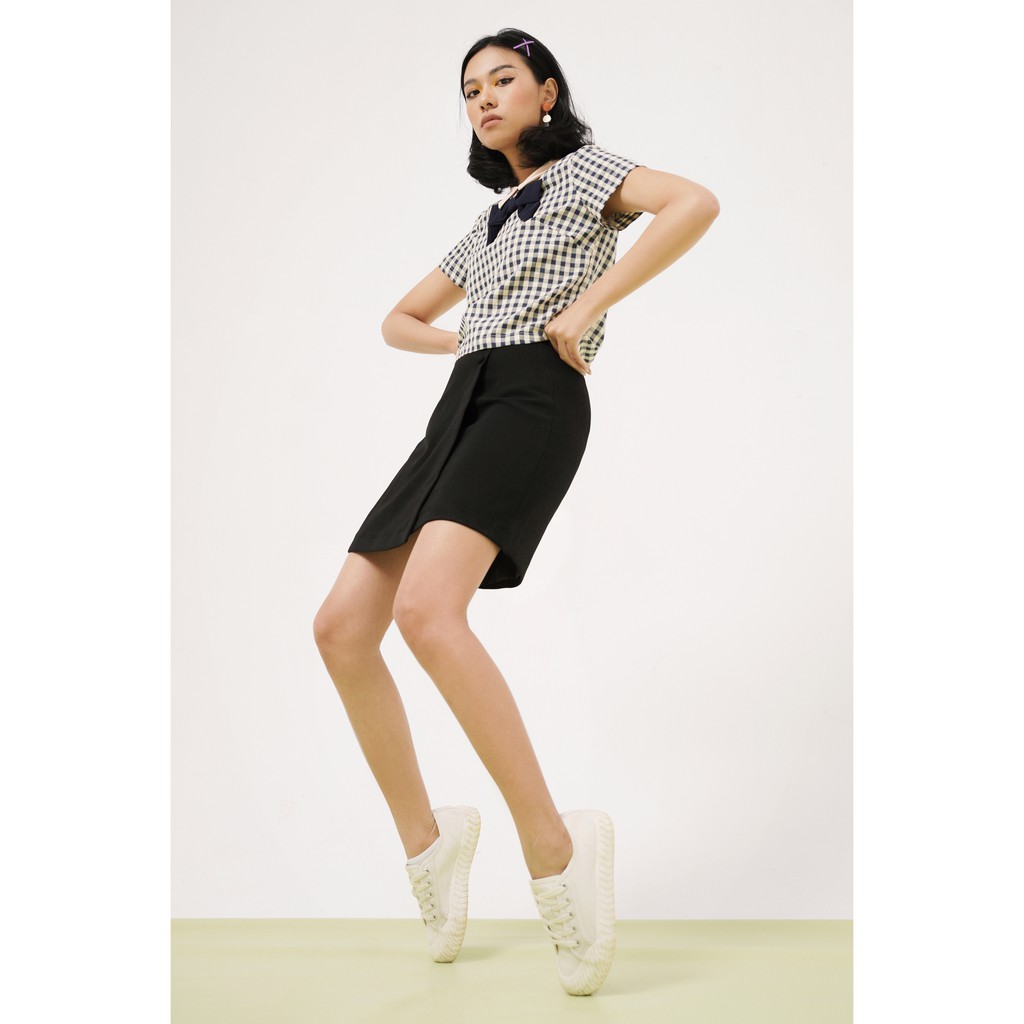 Áo Top gingham cổ trắng phối nơ cổ 1AO1050 ADORE DRESS | BigBuy360 - bigbuy360.vn