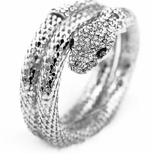 Vòng tay kim loại hình rắn đính đá phong cách Vintage cho nữ