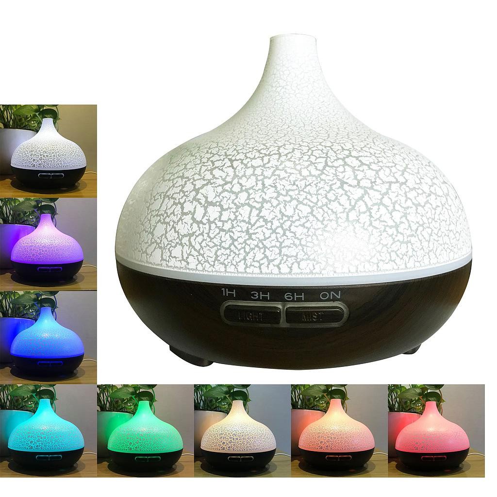 Máy khuếch tán tinh dầu bí ngô cổ cao Hoa Nén 500ml - Tặng kèm tinh dầu, remote điều khiển, máy tự tắt khi hết nước