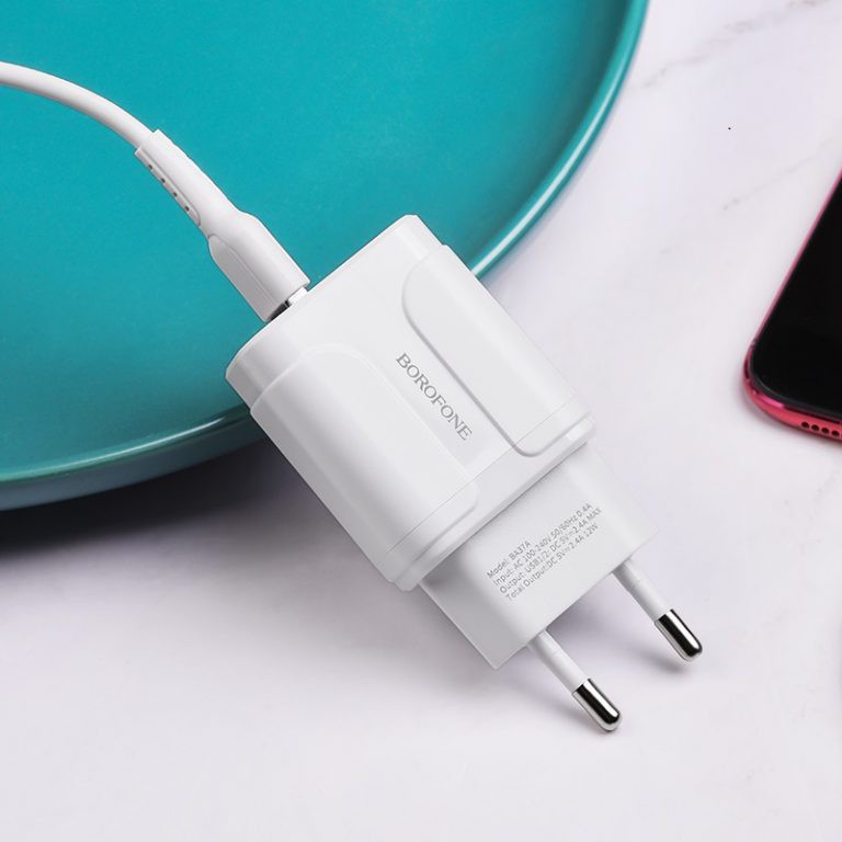 Củ sạc Borofone BA37A 2 cổng 2.4A hỗ trợ sạc nhanh an toàn cho điện thoại