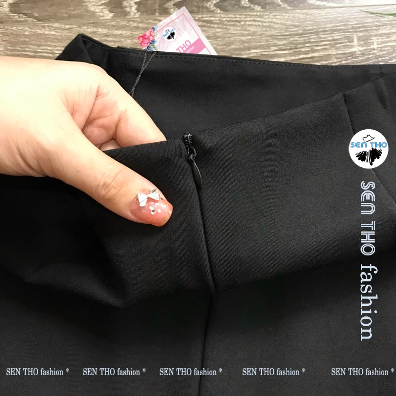 Chân váy bút chì chất Uni Hàn siêu đẹp Váy đen cạp cao, ôm, co giãn tốt, Midi cao cấp dáng dài