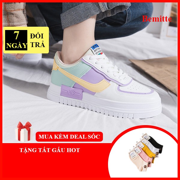[Mã FASHIONXANH44 giảm 10% tối đa 30k đơn từ 99k] Giày nữ sneaker 2021, giày thể thao nữ da pu cao cấp BM014