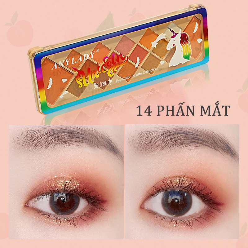 Bộ trang điểm phấn mắt:14màu phấn mắt+2màu má hồng+1cọ má hồng+3cọ kẻ mày+3 cọ tán bầu mắt (PS-YY01+PS-HZS(7JT)-1)