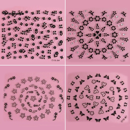 [Hàng mới về] Set 50 tờ hình dán bông hoa và bướm 3D kết hợp dùng cho trang trí móng tay DIY thời trang