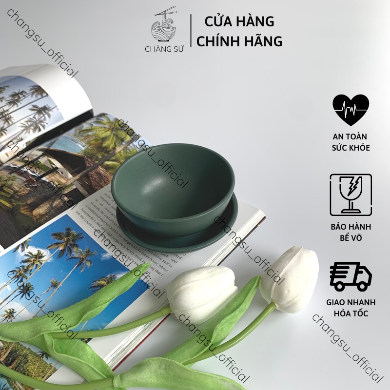 Chén dĩa chấm, đĩa cạn sứ 19cm màu đẹp giá rẻ - Bát đĩa sứ xanh cổ vịt men lì xả kho  - Chàng Sứ