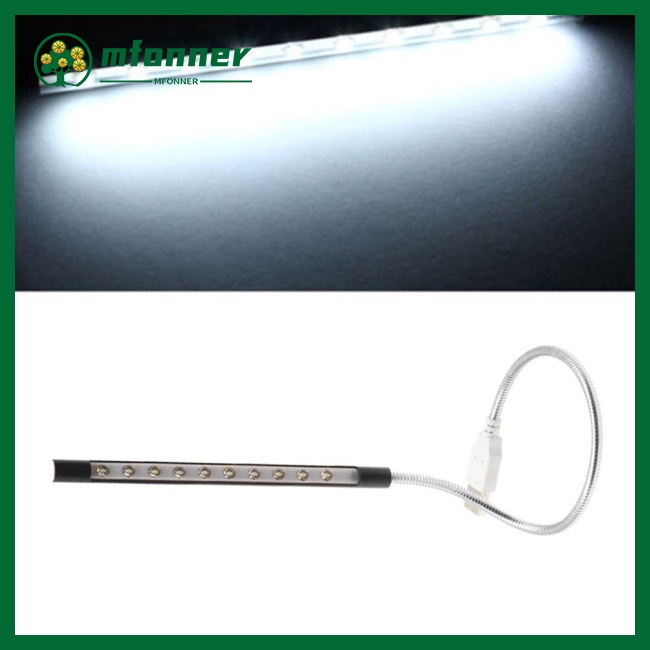 Đèn Led Đọc Sách 10 Bóng Led Vỏ Kim Loại Sạc Usb Mềm Mại Xoay 360 Độ