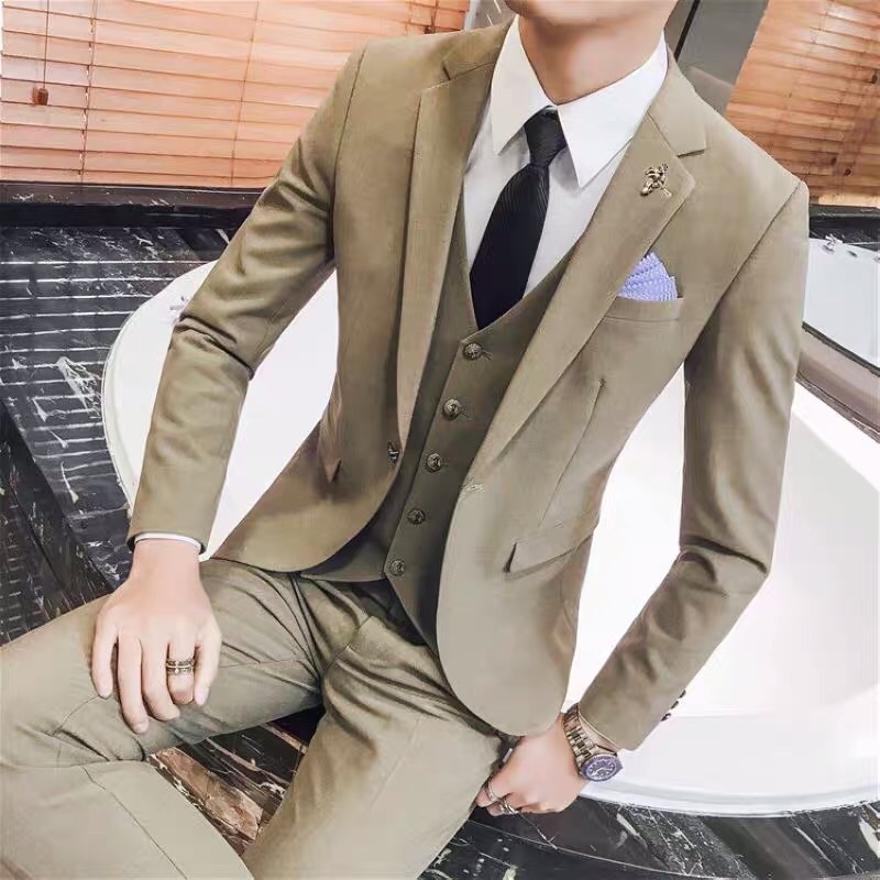 [ Hot ] Bộ Vest Nam Vàng Kem Thiết Kế Cao Cấp
