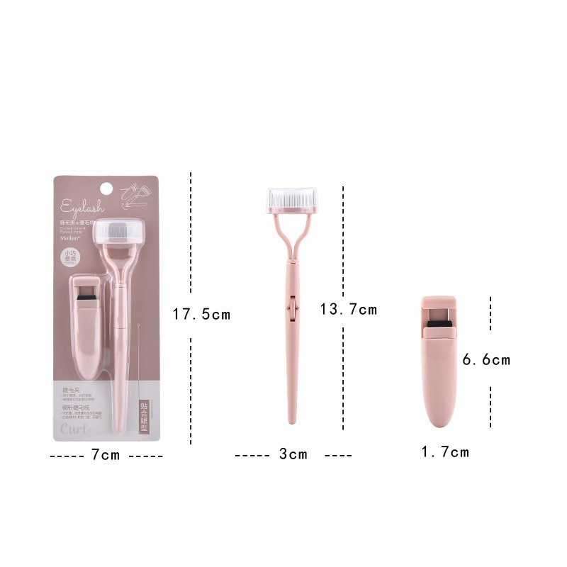 [Hàng mới về] Set dụng cụ bấm cong lông mi cầm tay bằng kim loại siêu bền và lược chải nhỏ gọn tiện lợi