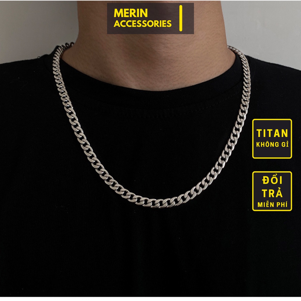 Vòng Cổ Unisex Nam Nữ Dạng Chuỗi Trơn Phụ Kiện Thời Trang Merin Acessories Phong Cách Basic Chất Liệu Titan- Chuỗi Trơn