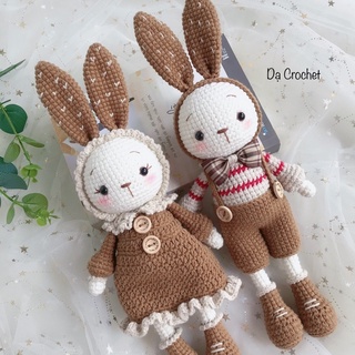 Thỏ Nhồi Bông Bằng Len Cao Cấp Làm Quà Tặng - Thú Bông Len Handmade Đan Móc Thủ Công Bằng Tay