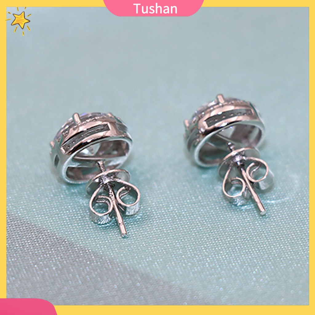 Bông tai mạ bạch kim đính đá thiết kế thời trang cho nữ