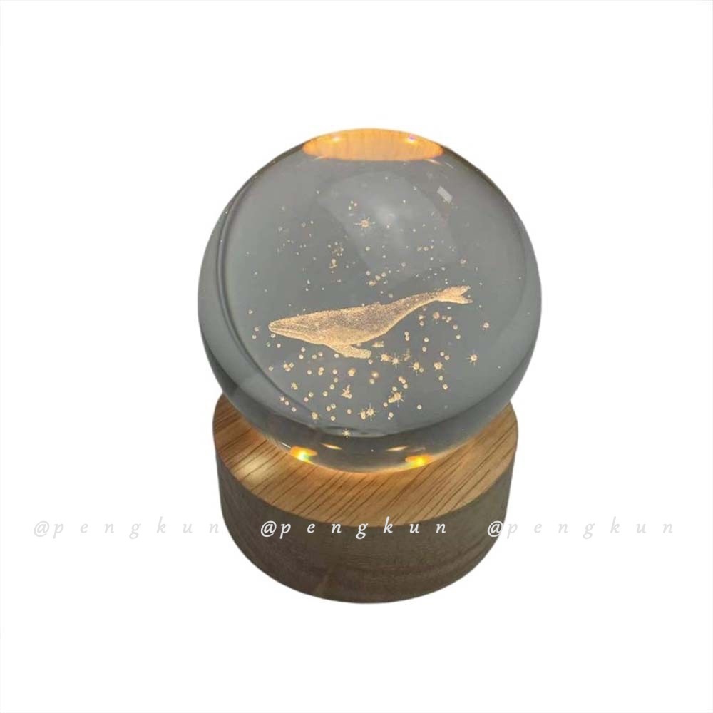 Quả Cầu Pha Lê Hình Thiên Hà/Sư Tử/Hoa Hồng/Cá Voi 3D Phát Sáng Chạy Năng Lượng Mặt Trời