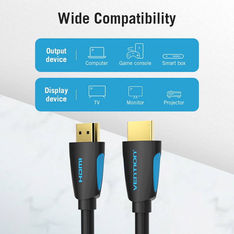 Cáp VENTION HDMI 2.0 4K Tốc Độ Cao 18Gbps 3D 2300p 1080p Nối Mạng Ethernet (3Ft/1M)