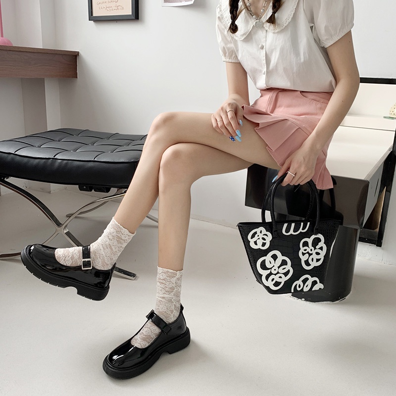 Giày da IELGY đế dày phong cách retro Nhật Bản thời trang cho nữ