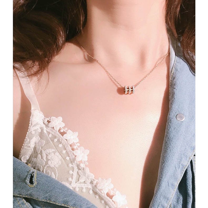 Diamond small waist titanium steel rose gold women's necklace