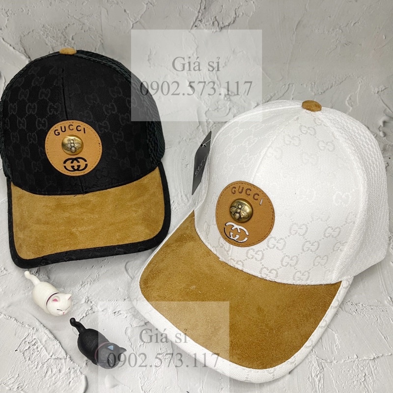Nón kết lưỡi trai GG mạc sắt Ong phối lưới vá mỏ nâu thời trang phong cách độc lạ nam nữ