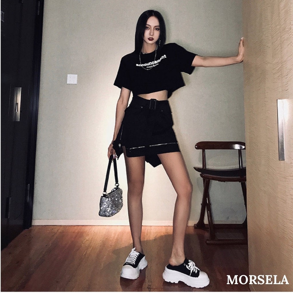 Áo croptop rộng tay lỡ ANNOUNCEMENT cá tính dành cho nữ - Áo crop top kiểu - Morsela