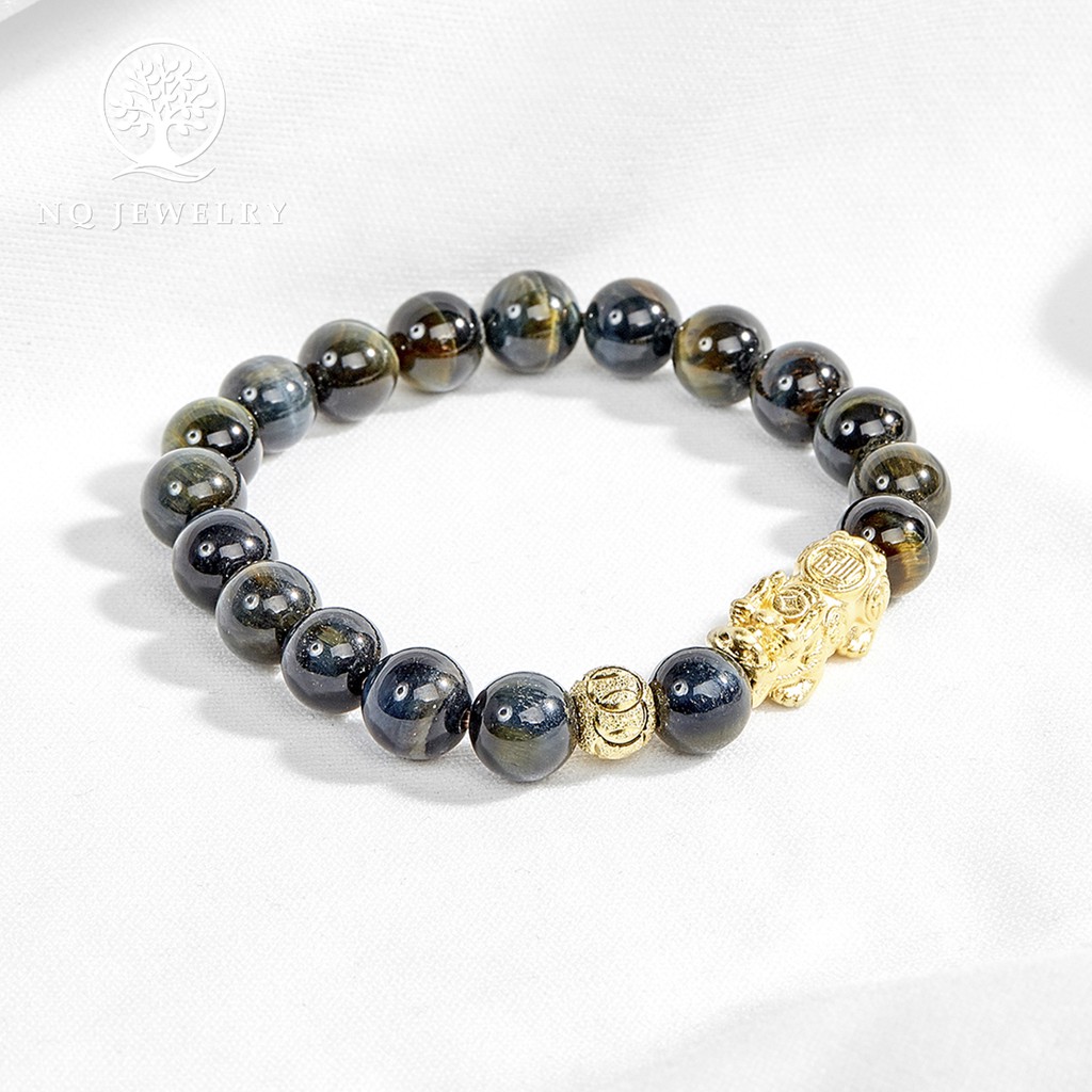 Vòng tay phối charm tỳ hưu bạc mà vàng 24k - NQ Jewelry