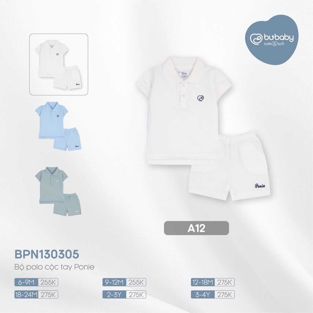 [CHÍNH HÃNG] Bộ polo cộc tay quần đùi trẻ em BPN130305 Bu Ponie