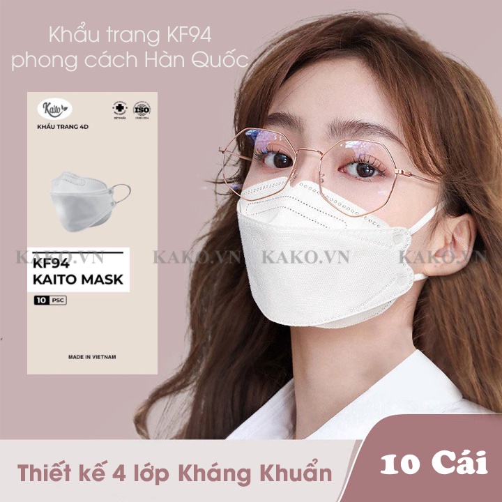 (10 cái) Khẩu trang người lớn Kaito 3D KF94 Hàn Quốc