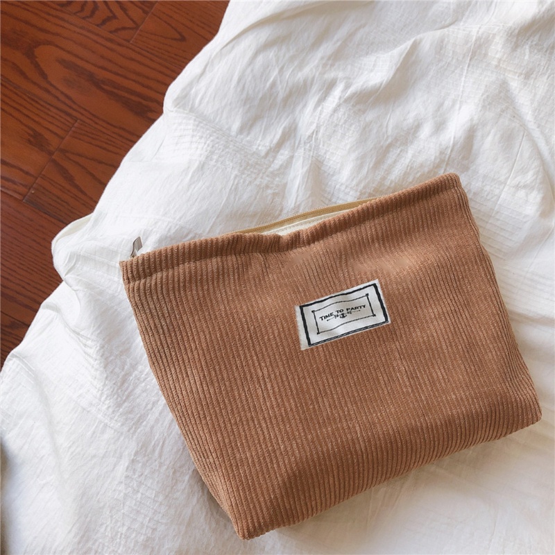 Túi Đựng Mỹ Phẩm Trang Điểm Màu Trơn Siêu Mềm Khóa Kéo Tiện Dụng Cho Nữ