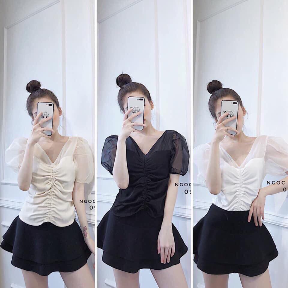 áo phối voan nhún
