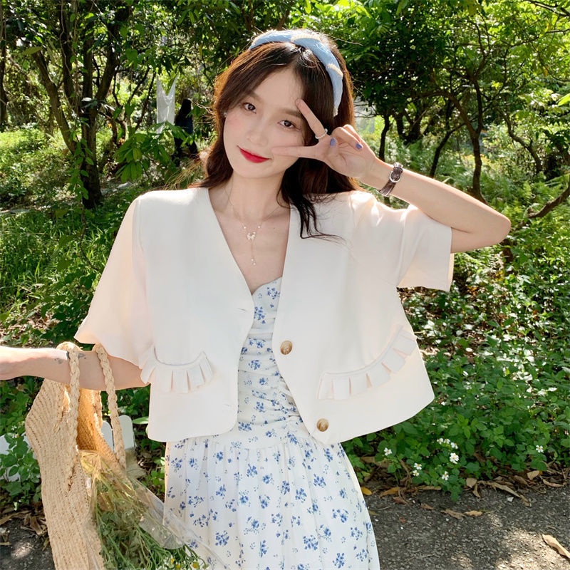 Áo Khoác Vest Cổ Chữ V Thời Trang Mùa Hè Hàn Quốc Dành Cho Nữ