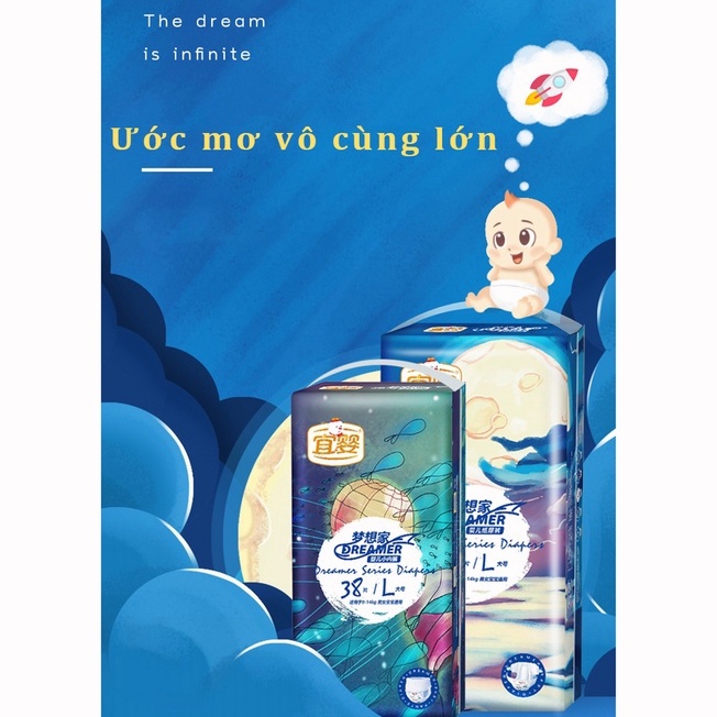 YIYING tã bỉm quần tả bỉm dùng dán tã quần em bé Dreamer Tã tên lửa M42/L38/XL36/XXL34/XXXL32hơi thở