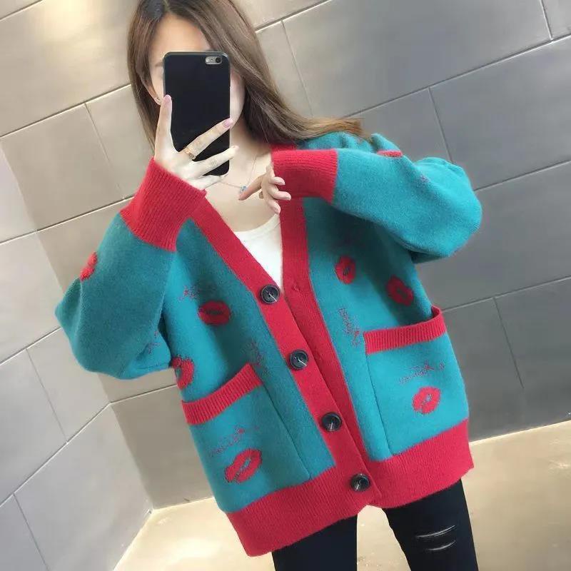 Áo Len Dệt Kim Rộng Rãi Mới Áo Khoác Cardigan Dễ Ph00
