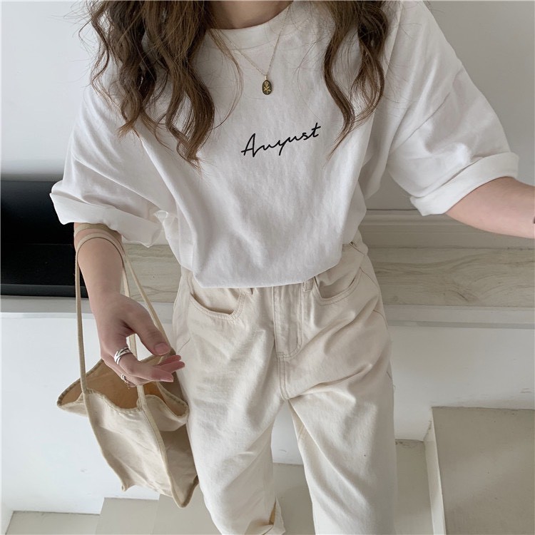 [Freeship] Áo Thun Cổ Tròn Dáng Rộng In Chữ áo tay lỡ form rộng | BigBuy360 - bigbuy360.vn