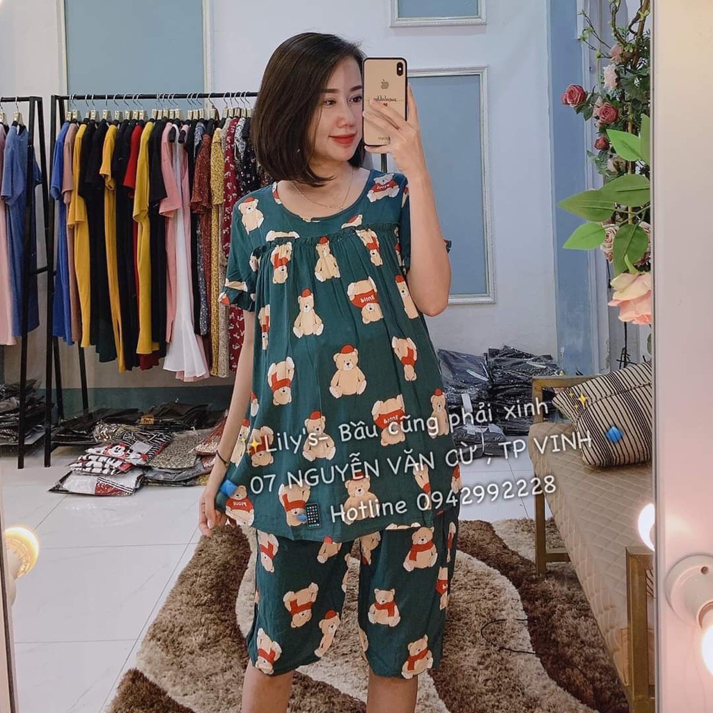 bộ đồ bầu chất lanh mặc nhà siêu mát ( nhiều mầu)