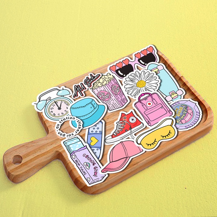 Sticker nhựa hình dán VSCO STYLE siêu dễ thương  - sticker nhựa PVC không thấm nước