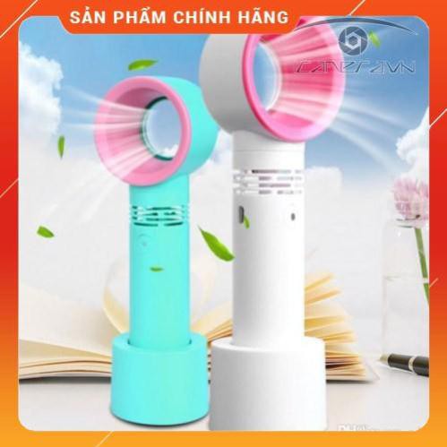 [HOT] Quạt Cầm Tay Mẫu Mới Thiết Kế Không Cánh Điều Chỉnh 3 Tốc Độ Có Đế Để Bàn Kèm Pin Sạc USB