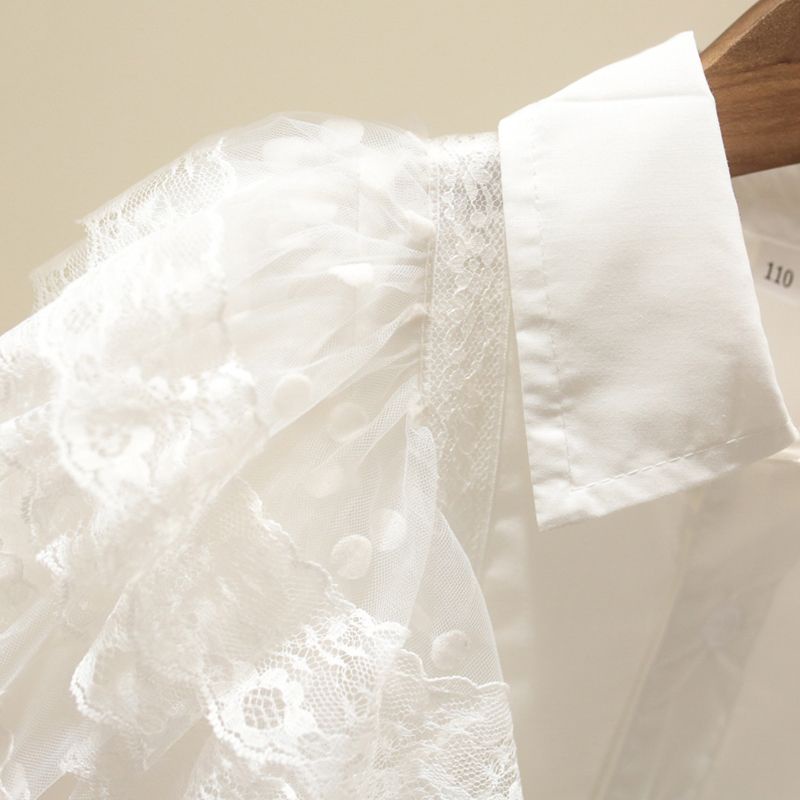 Bộ Áo Ren + Quần Jean Thời Trang Mùa Thu 2022 Mới Mẻ Cho Bé Gái