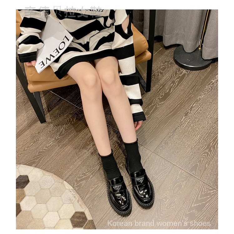 Giày Da Mềm Đế Vừa Mũi Tròn Phong Cách Anh Quốc Thời Trang Mùa Thu Cho Nữ