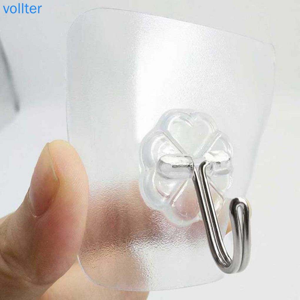 10 Móc Treo Đồ Dán Tường Bằng Nhựa Trong Suốt Tiện Lợi