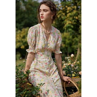 Đầm Hoa Tay Ngắn Cổ Chữ V Thời Trang Mùa Hè 2021 Size S-3Xl