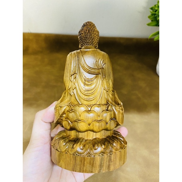 Tượng phật Bà Quan Âm - gỗ bách sanh, có mùi thơm - để ô tô, bàn làm việc